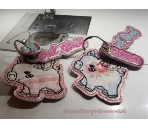 Stickdatei ITH - Glücksschwein Schwein Anhänger bis 2026